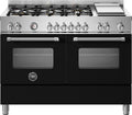 Bertazzoni MAS126G2ENET Master Cucina da accosto 120 cm, 6 fuochi a gas, piastra teppan-yaki e doppi forni elettrici, nero