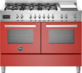 Bertazzoni PRO126G2EROT Professional Cucina da accosto 120 cm, 6 fuochi a gas, piastra teppan-yaki e doppi forni elettrici, rosso