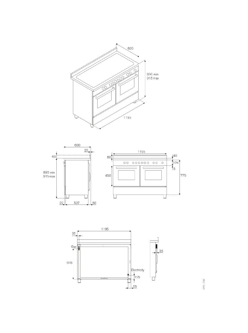 Bertazzoni PRO126G2EXT Professional Cucina da accosto 120 cm, 6 fuochi a gas, piastra Teppan‑yaki e doppio forno elettrico, inox