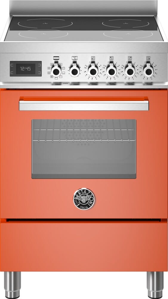 Bertazzoni PRO64I1EART Professional Cucina da accosto 60 cm, 4 zone a induzione con zona bridge, forno elettrico 69 L, arancione