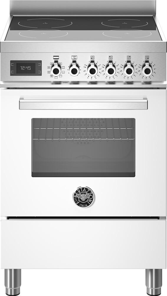 Bertazzoni PRO64I1EBIT Professional Cucina da accosto 60 cm, piano induzione 4 zone con zona bridge, forno elettrico 69 L, bianco