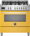 Bertazzoni PRO96L1EGIT Professional Cucina da accosto 90 cm, 6 fuochi a gas con doppio wok, forno elettrico 103 L, giallo