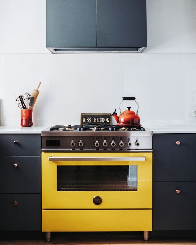 Bertazzoni PRO96L1EGIT Professional Cucina da accosto 90 cm, 6 fuochi a gas con doppio wok, forno elettrico 103 L, giallo