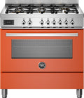 Bertazzoni PRO96L1EART Professional Cucina da accosto 90 cm, 6 bruciatori a gas con doppio wok, forno elettrico 103 L, arancione