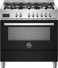Bertazzoni PRO96L1ENET Professional Cucina da accosto 90 cm, 6 bruciatori in ottone, forno elettrico multifunzione 103 L, classe A, nero