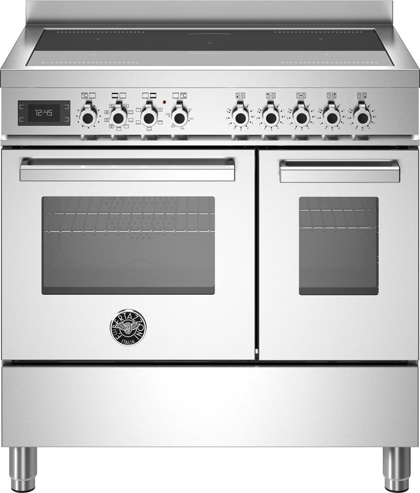 Bertazzoni PRO95I2EXT Professional Cucina da accosto 90 cm, 5 zone a induzione con 2 zone flex, doppio forno elettrico, inox