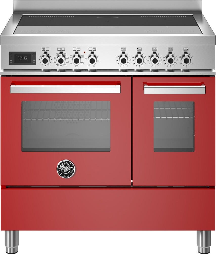 Bertazzoni PRO95I2EROT Professional Cucina da accosto 90 cm, 5 zone a induzione con 2 zone flex, doppio forno elettrico, rosso