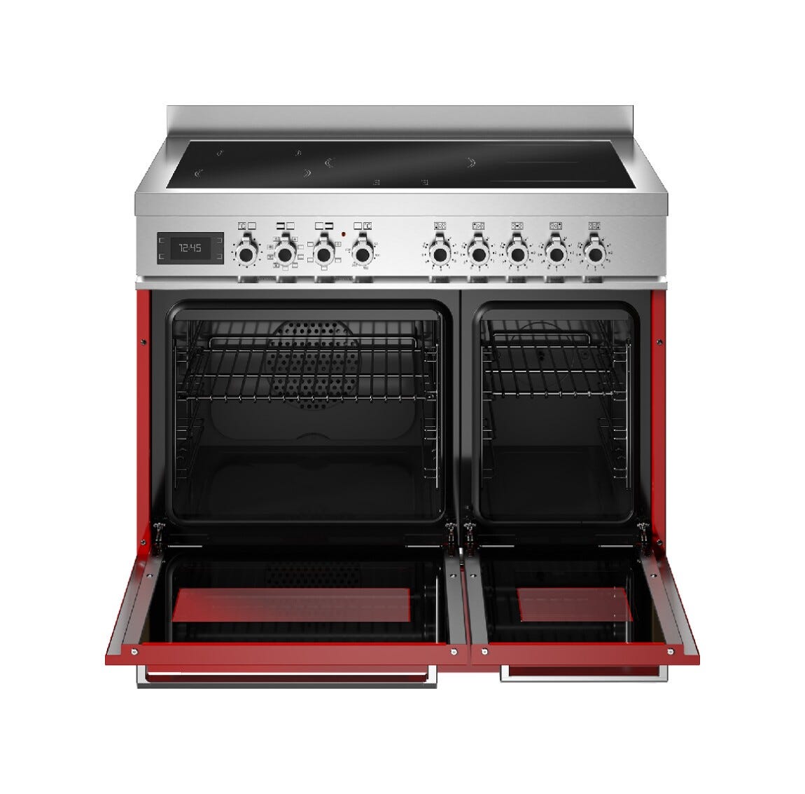 Bertazzoni PRO95I2EROT Professional Cucina da accosto 90 cm, 5 zone a induzione con 2 zone flex, doppio forno elettrico, rosso