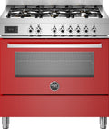 Bertazzoni PRO96L1EROT Professional Cucina da accosto 90 cm, 6 fuochi a gas con doppio wok, forno elettrico multifunzione 103 L, rosso
