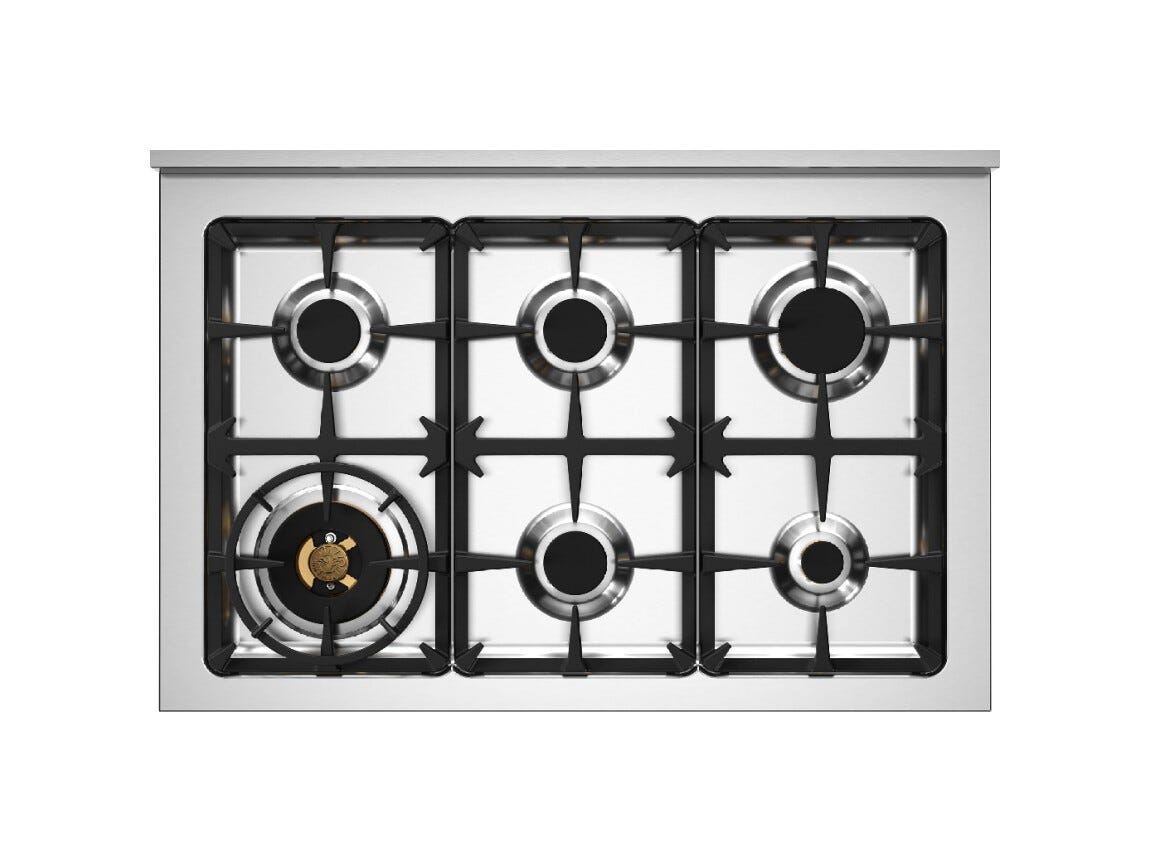 Bertazzoni PRO96L1EROT Professional Cucina da accosto 90 cm, 6 fuochi a gas con doppio wok, forno elettrico multifunzione 103 L, rosso