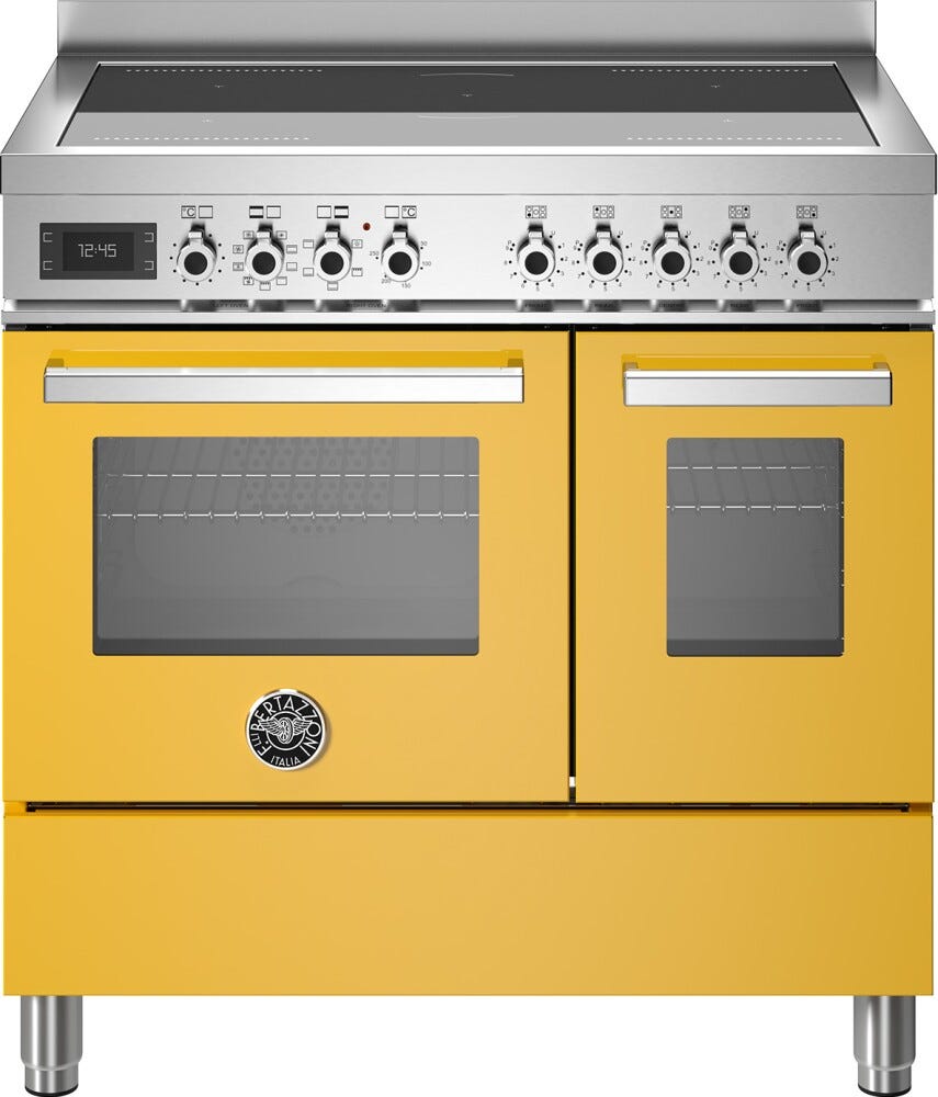 Bertazzoni PRO95I2EGIT Professional Cucina da accosto 90 cm, piano a induzione 5 zone, doppio forno elettrico, giallo