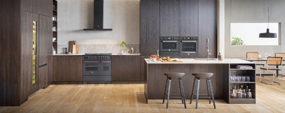Bertazzoni PRO95I2ECAT Professional Cucina da accosto 90 cm, piano a induzione 5 zone, doppio forno elettrico, carbonio