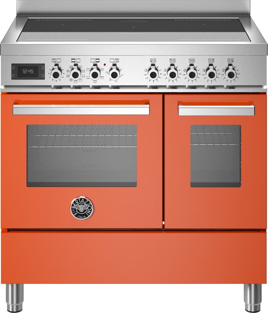 Bertazzoni PRO95I2EART Professional Cucina da accosto 90 cm, piano a induzione 5 zone, doppio forno elettrico, arancione