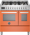 Bertazzoni PRO96L2EART Professional Cucina da accosto 90 cm, 6 bruciatori in ottone, doppio forno elettrico multifunzione, arancione