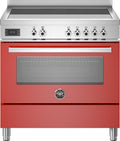 Bertazzoni PRO95I1EROT Professional Cucina da accosto 90 cm, 5 zone a induzione con 2 zone flex e forno elettrico 103 L, rosso