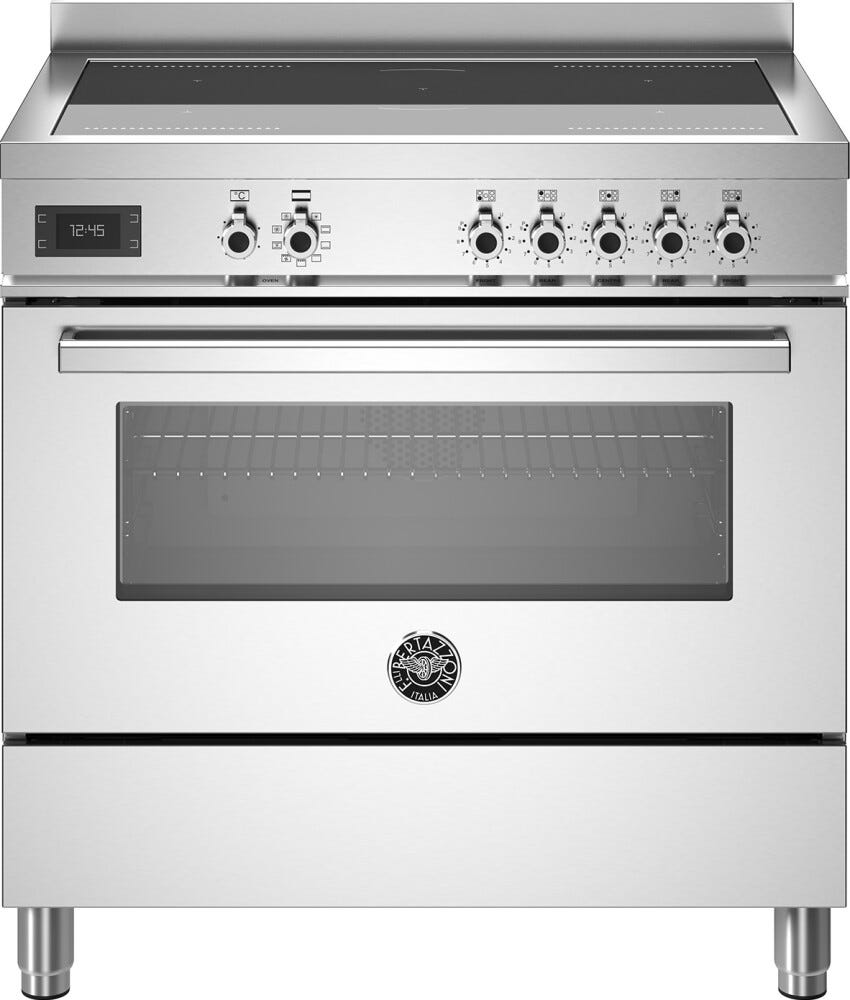 Bertazzoni PRO95I1EXT Professional Cucina da accosto 90 cm, 5 zone a induzione con 2 zone flex e forno elettrico 103 L, inox