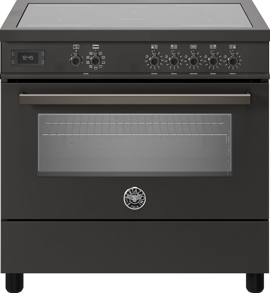 Bertazzoni PRO95I1ECAT Professional Cucina da accosto 90 cm, 5 zone a induzione con 2 zone flex e forno elettrico 103 L, carbonio