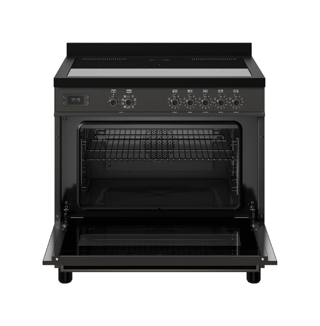 Bertazzoni PRO95I1ECAT Professional Cucina da accosto 90 cm, 5 zone a induzione con 2 zone flex e forno elettrico 103 L, carbonio