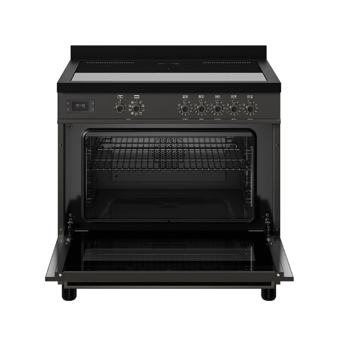 Bertazzoni PRO95I1ECAT Professional Cucina da accosto 90 cm, 5 zone a induzione con 2 zone flex e forno elettrico 103 L, carbonio