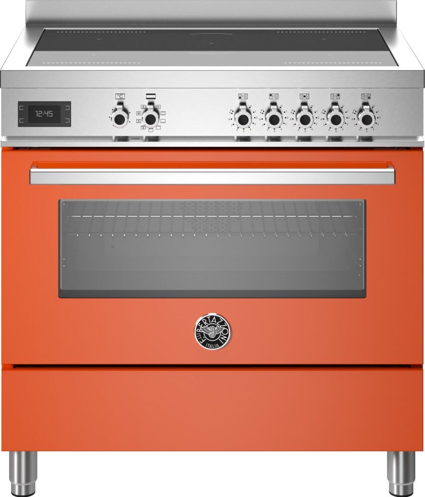 Bertazzoni PRO95I1EART Professional Cucina da accosto 90 cm, 5 zone a induzione con 2 flex, forno elettrico multifunzione 103 L,arancione