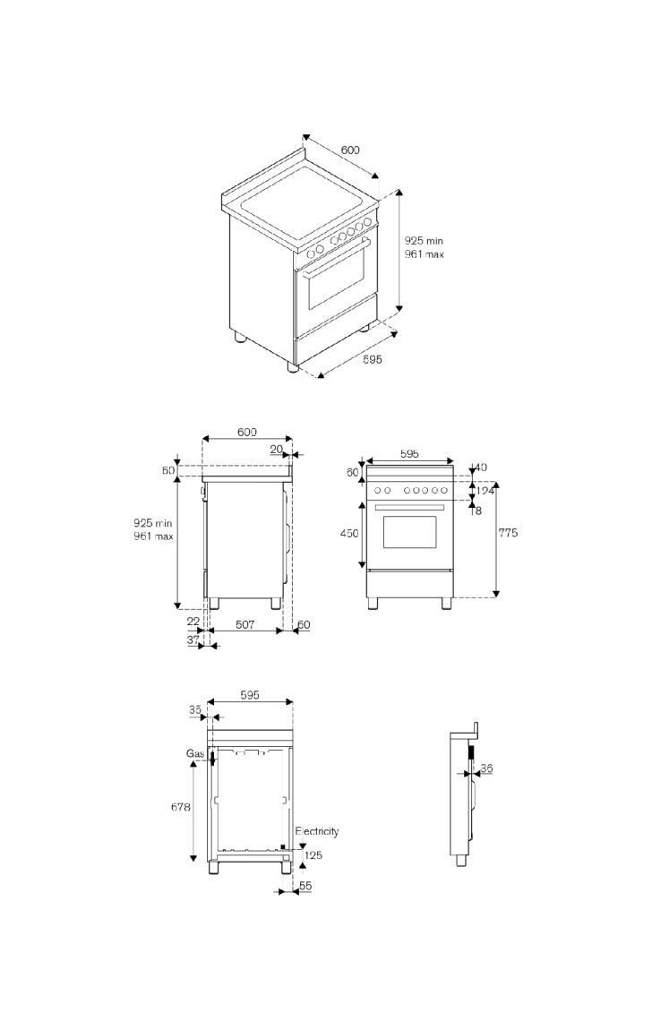 Bertazzoni PRO64L1EXT Professional Cucina da accosto 60 cm, 4 fuochi a gas con doppio wok 5 kW, forno elettrico multifunzione 69 L, inox