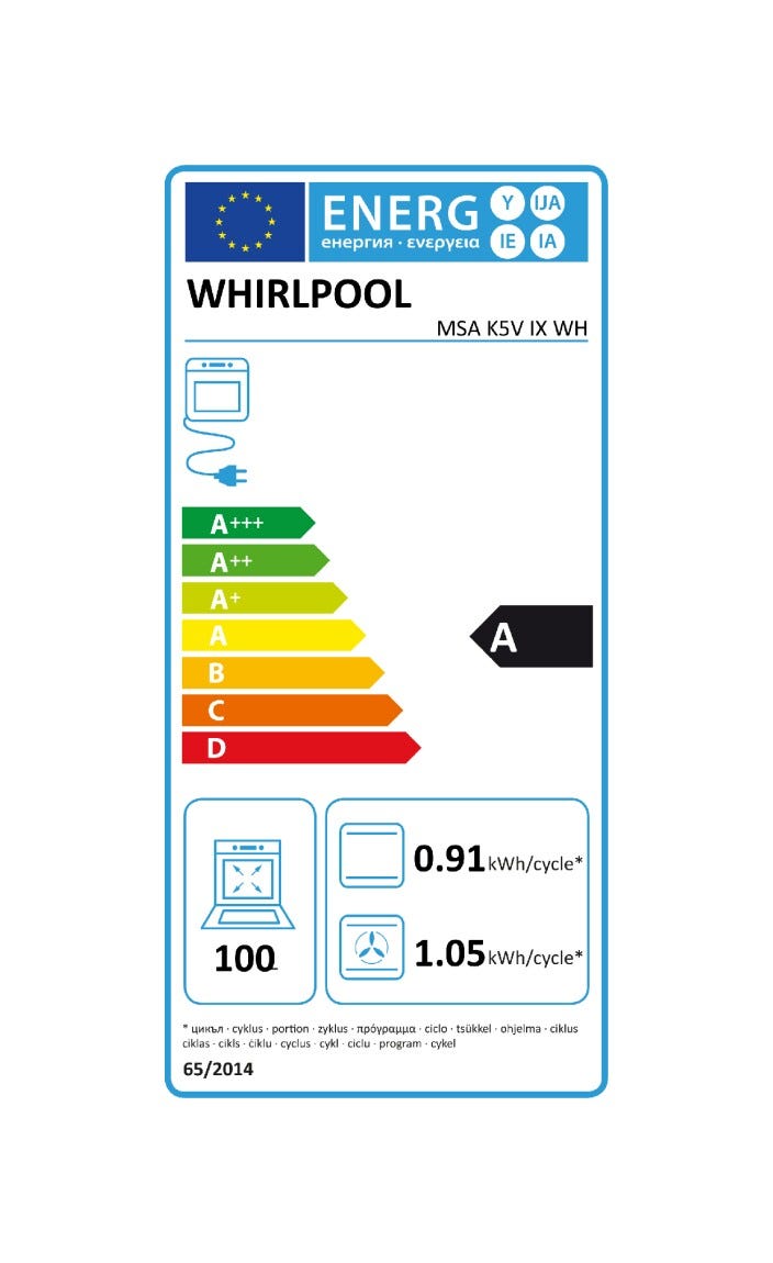 Whirlpool MSA K5V IX WH Urban Forno elettrico cm. 90 - inox