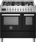 Bertazzoni PRO96L2ENET Professional Cucina da accosto 90 cm, 6 bruciatori in ottone, doppio forno elettrico multifunzione, nero