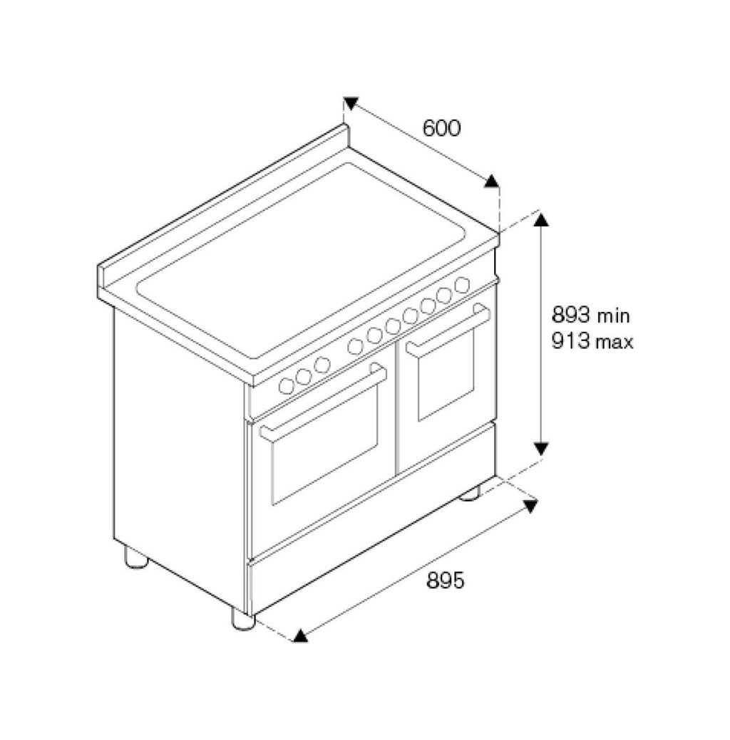 Bertazzoni PRO96L2EXT Professional Cucina da accosto 90 cm, 6 bruciatori in ottone, doppio forno elettrico multifunzione, inox