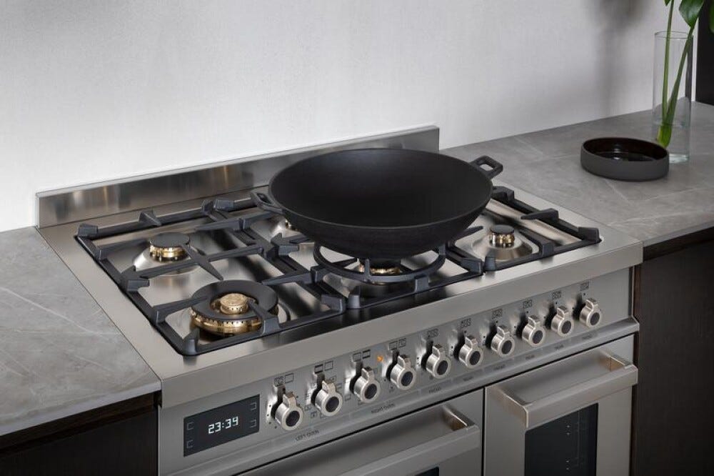 Bertazzoni PRO96L2EXT Professional Cucina da accosto 90 cm, 6 bruciatori in ottone, doppio forno elettrico multifunzione, inox