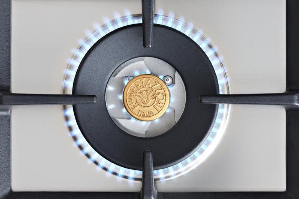 Bertazzoni PRO64L1EGIT Professional Cucina da accosto cm. 60 con 4 fuochi a gas + forno elettrico, giallo