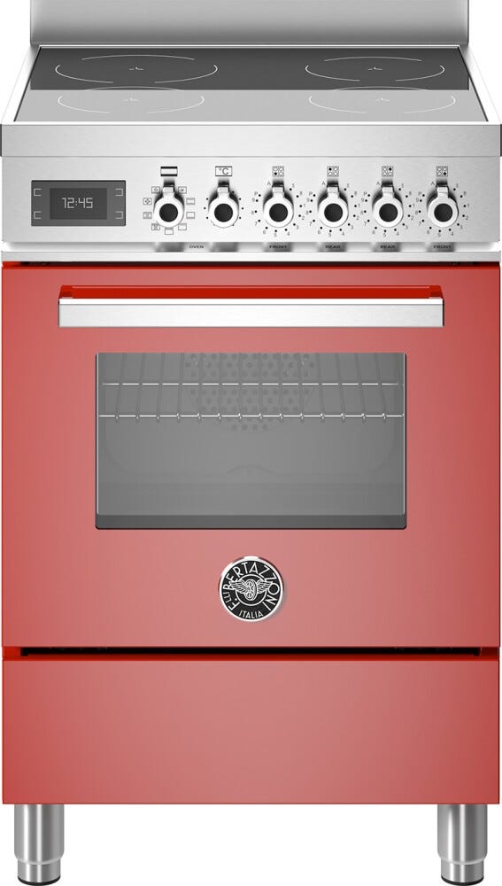 Bertazzoni PRO64I1EROT Professional Cucina da accosto cm. 60 con 4 zone a induzione + forno elettrico, rosso