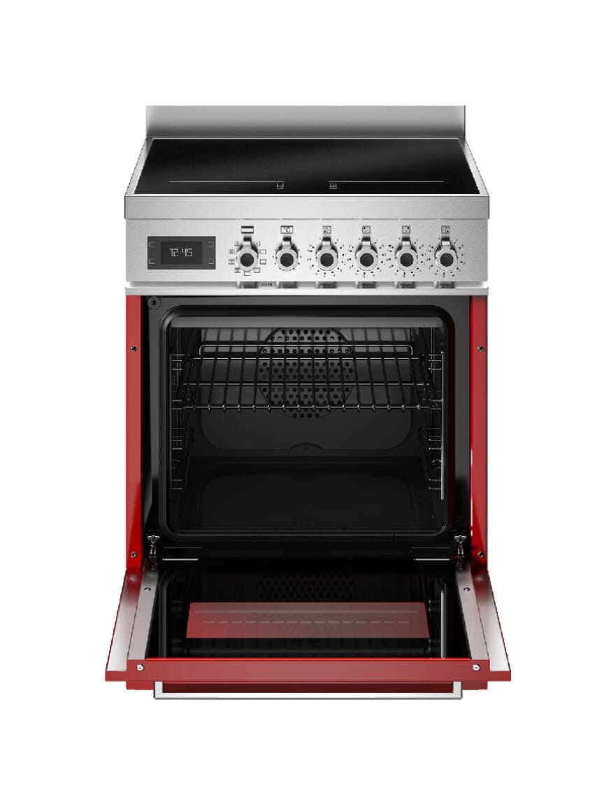 Bertazzoni PRO64I1EROT Professional Cucina da accosto cm. 60 con 4 zone a induzione + forno elettrico, rosso