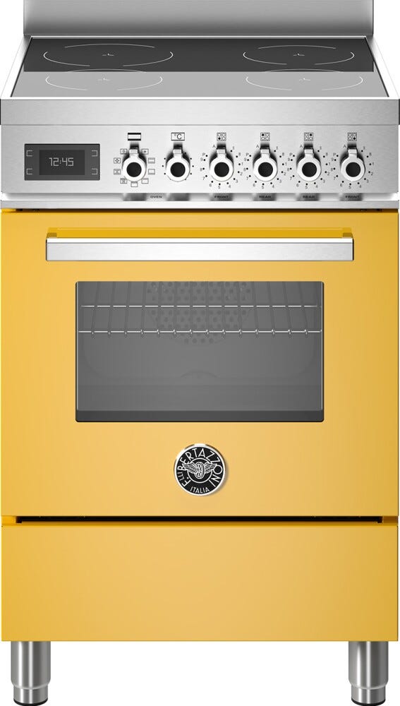 Bertazzoni PRO64I1EGIT Professional Cucina da accosto cm. 60 con 4 zone cottura + forno elettrico, giallo