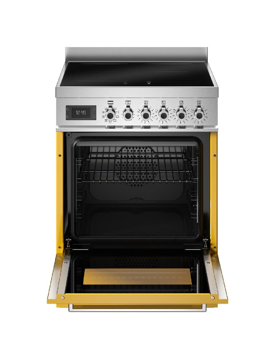 Bertazzoni PRO64I1EGIT Professional Cucina da accosto cm. 60 con 4 zone cottura + forno elettrico, giallo