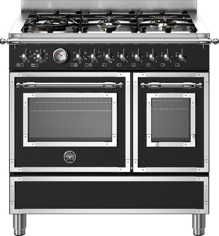 Bertazzoni HER96L2ENET Heritage Cucina da accosto 90 cm, 6 fuochi, doppio forno elettric, nero