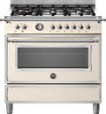 Bertazzoni HER96L1EAVT Heritage Cucina da accosto 90 cm con forno elettrico multifunzione da 103 litri e 6 fuochi gas, avorio