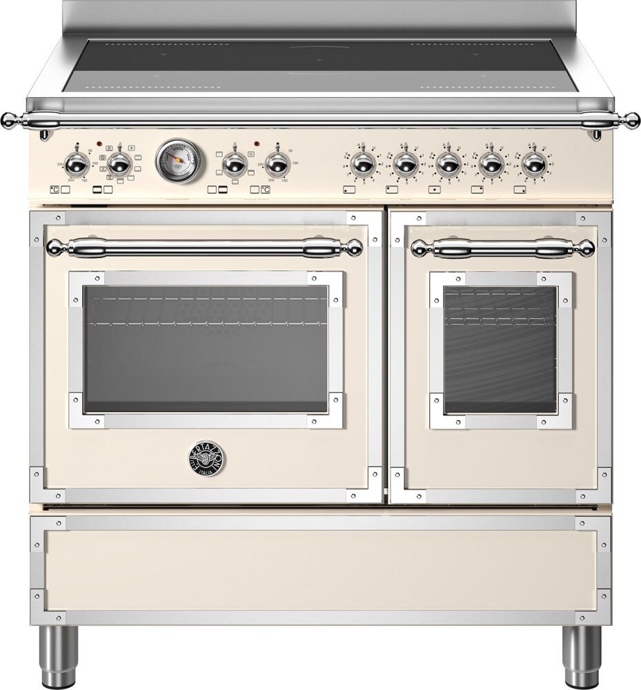 Bertazzoni HER95I2EAVT Heritage Cucina da accosto 90 cm con piano induzione 5 zone, doppio forno elettrico, avorio