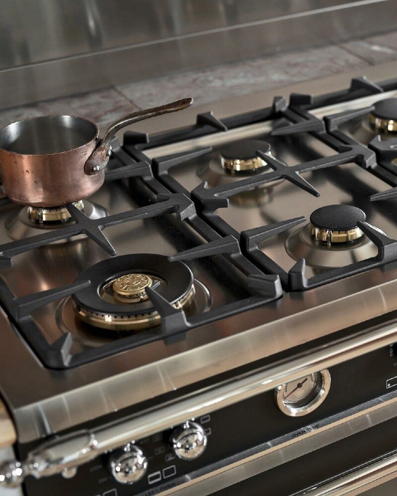 Bertazzoni HER126G2ENET Heritage Cucina da accosto 120 cm con doppio forno elettrico multifunzione e piano gas 6 fuochi, nero