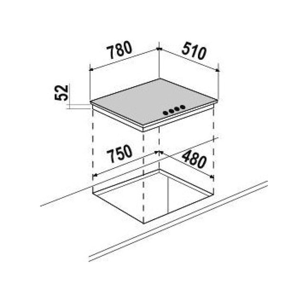 Schock PC78 Bridge Piano cottura induzione cm 78 - vetroceramica bianco opaco