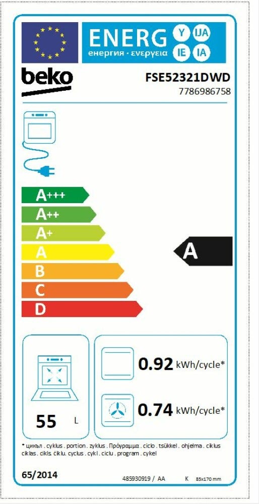 Beko FSE52321DWD Cucina da accosto cm 50 - 4 fuochi + 1 forno elettrico - bianco