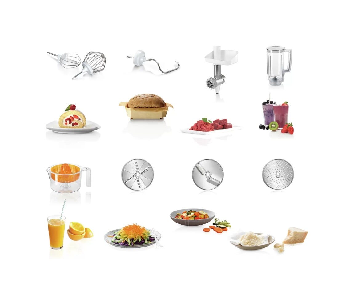 Bosch MUM58258 Mum5 Robot da cucina multifunzione - 3,9 lt - bianco/argento