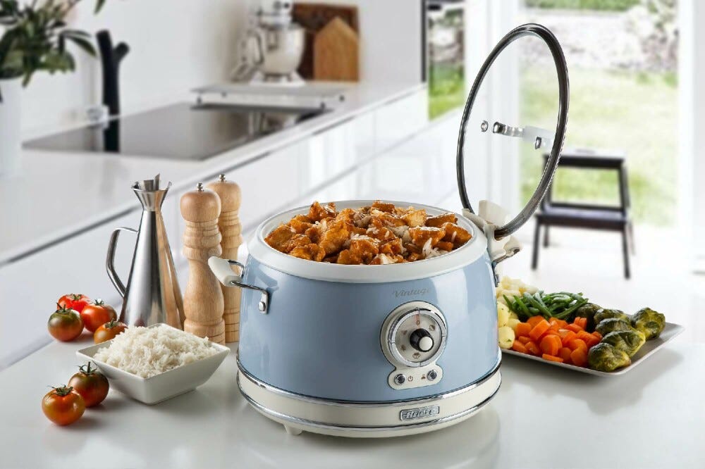 Ariete 2904 Vintage Cuociriso Elettrico e Slow Cooker - celeste
