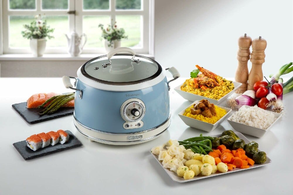 Ariete 2904 Vintage Cuociriso Elettrico e Slow Cooker - celeste