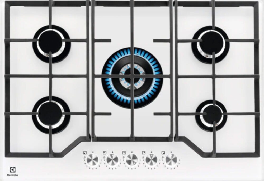 Electrolux KGG75362W Serie 600 Gas on Glass Piano a cottura a gas cm. 74 - vetro bianco