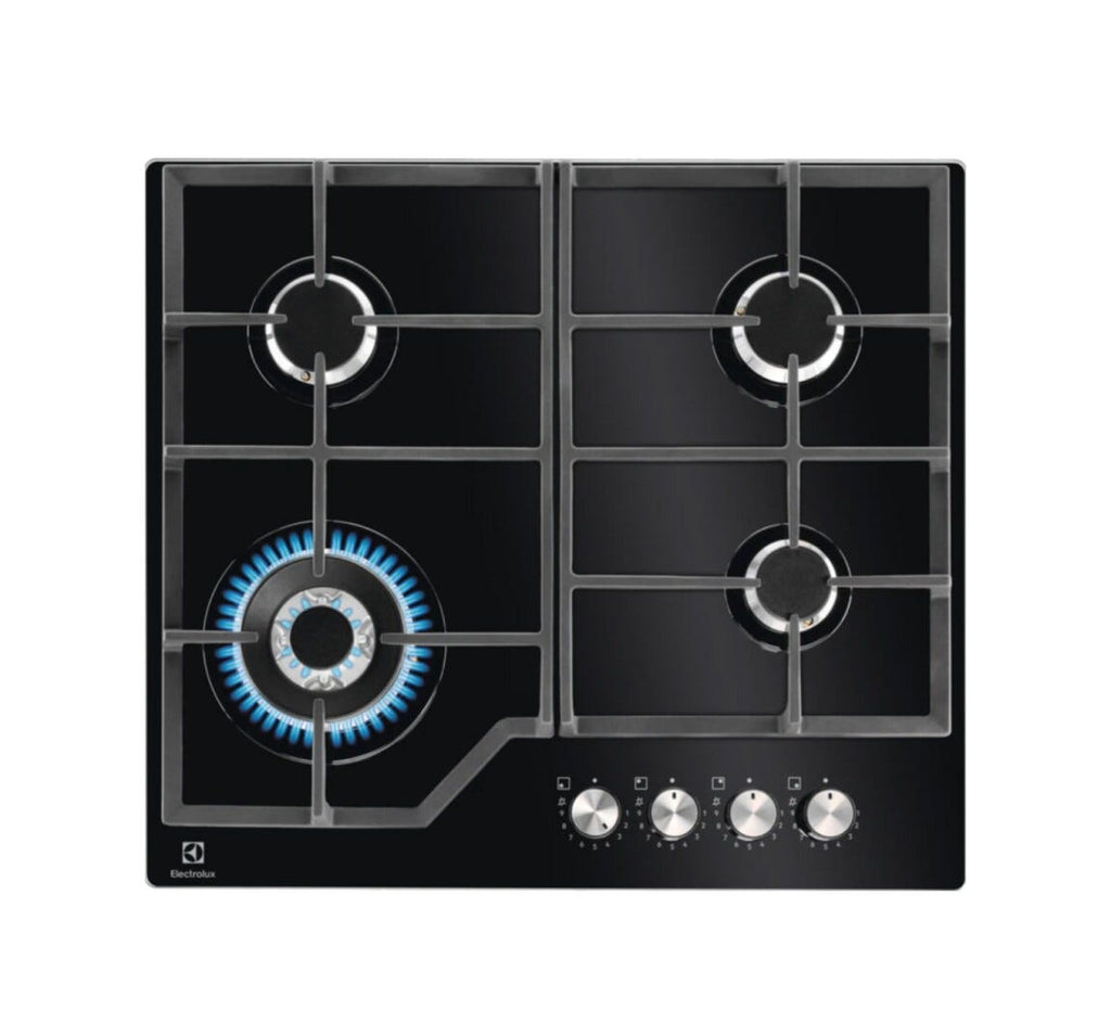 Electrolux KGG64362K 600 Piano cottura a gas, 4 fuochi, SpeedBurner, griglie in ghisa, StepPower, vetro nero