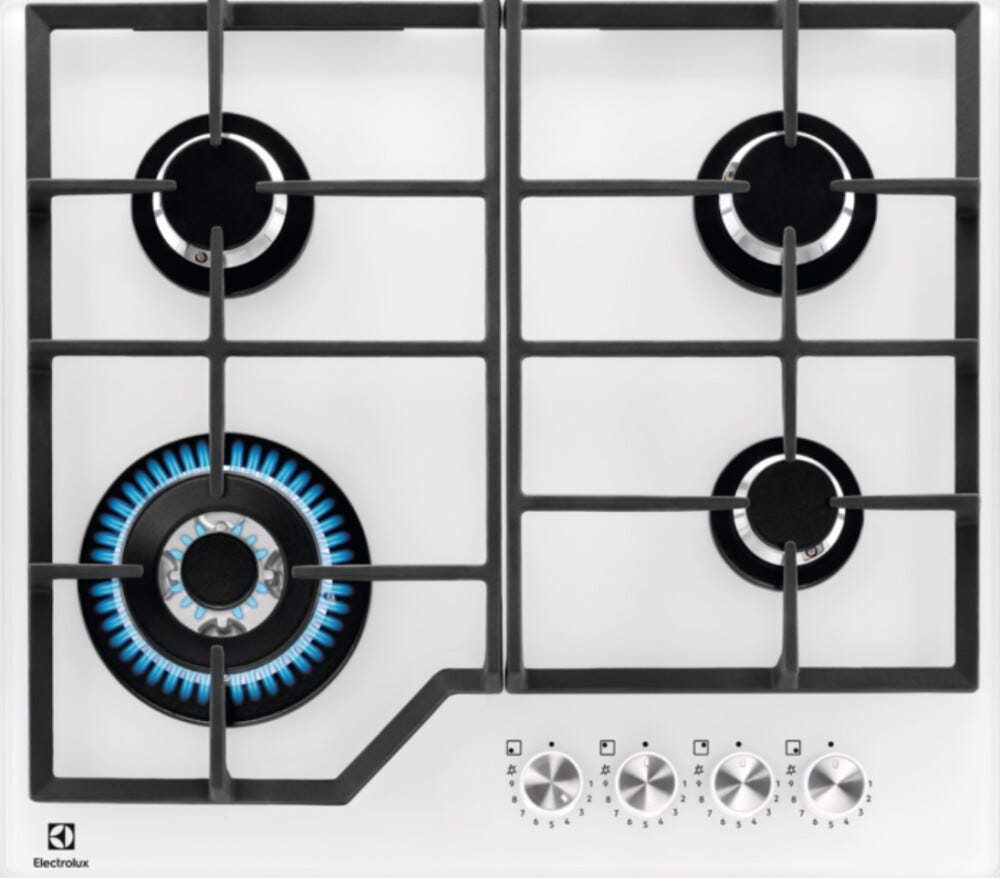 Electrolux KGG64362W Serie 600 Gas on Glass Piano cottura a gas cm. 59 - vetro bianco
