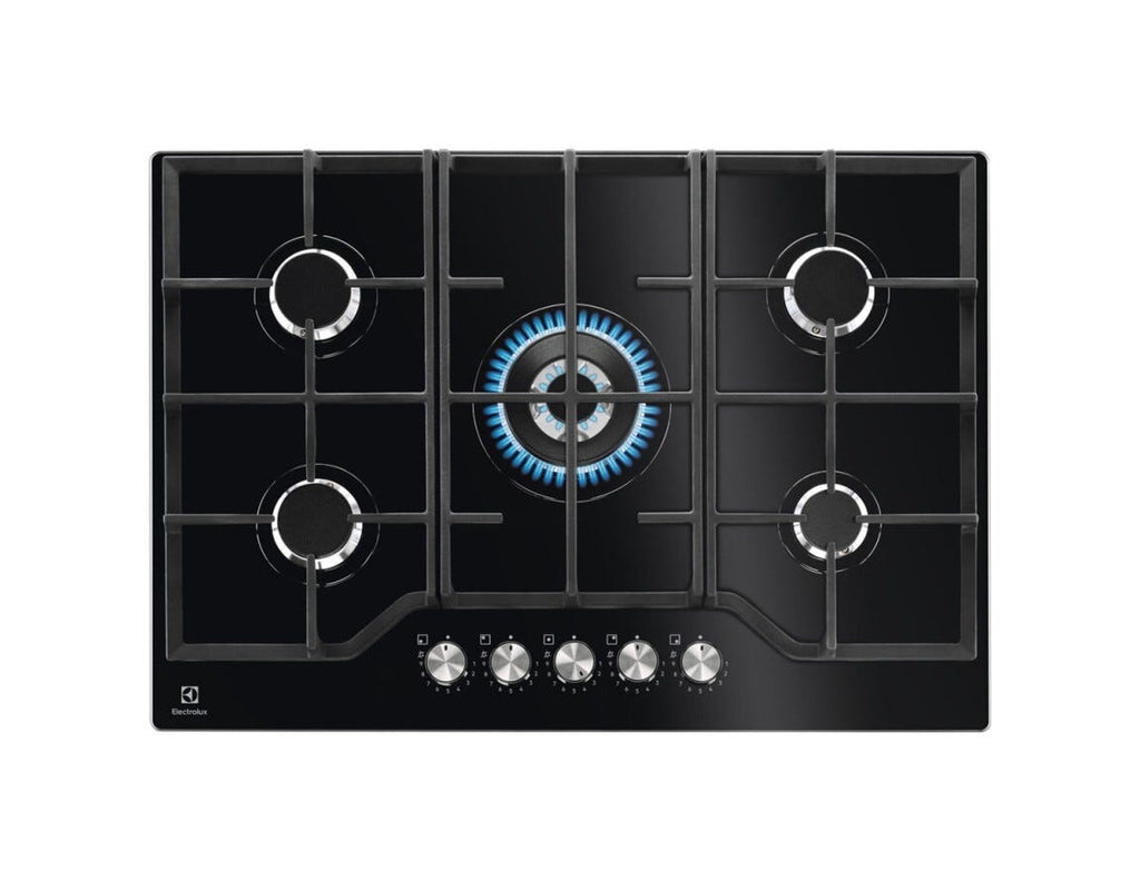 Electrolux KGG75362K 600 Piano cottura a gas 75 cm, 5 zone, SpeedBurner e StepPower, vetro nero