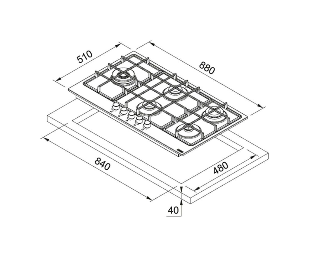 Franke FHSM 905 4G DCL OA C Smart Piano cottura a gas cm. 88 - avena