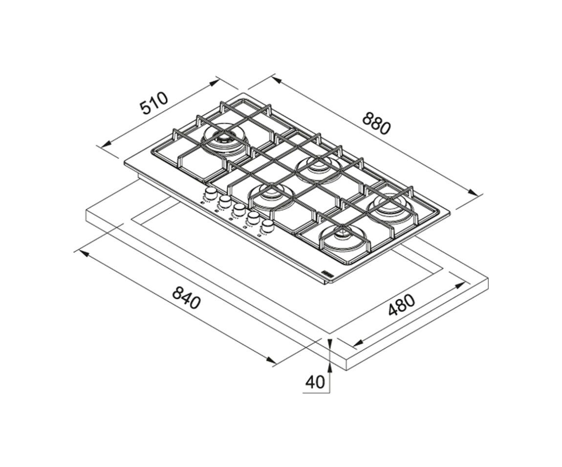 Franke FHSM 905 4G DCL OA C Smart Piano cottura a gas cm. 88 - avena