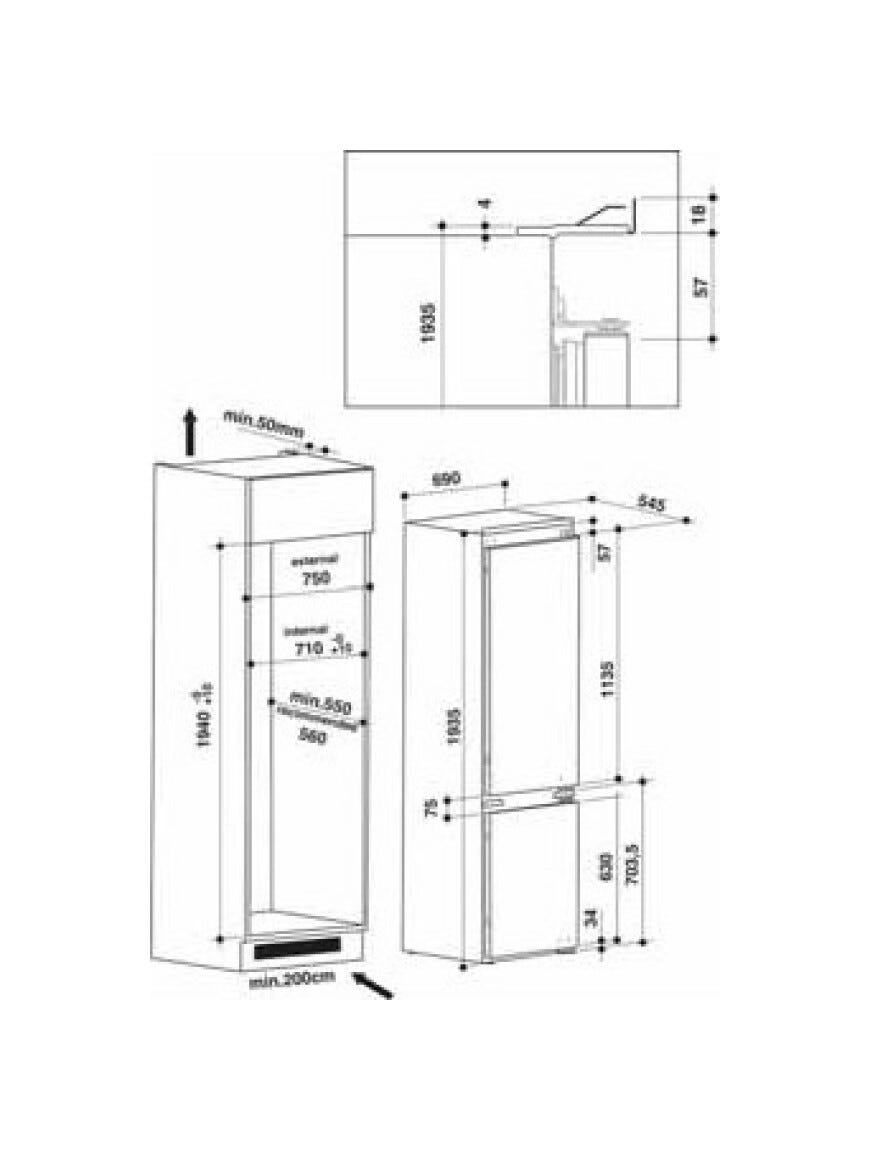 Beko BCNE400E40SN Frigorifero con congelatore da incasso cm. 69 h. 193 - lt. 370 - bianco